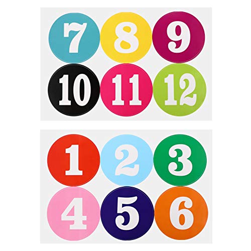 TOGEVAL 2Blätter Nummern Aufkleber Selbstklebende Runde Sticker für Dekoration Gartenblumentöpfe Kleidung und Kreative Projekte Ablösbar von TOGEVAL