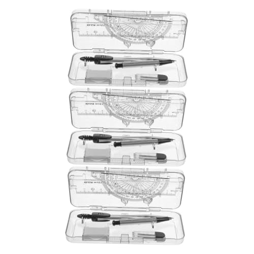 TOGEVAL 3 Boxen Set Box mit Zeichenkompass und Lineal Teiliges Zeichentool für Schüler Lehrer und Ingenieure mit Radiergummi für Präzise Korrekturen von TOGEVAL