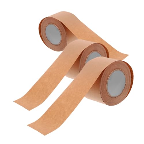 TOGEVAL 3 Rollen Kraft Paketklebeband Hochviskoses Wasseraktiviertes Klebeband für Kartonverpackungen Starke Haftung für Versand und Boxenversiegelung von TOGEVAL
