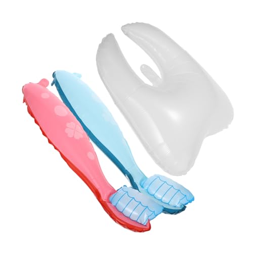 TOGEVAL 3 Stück Teiliges Großes Zahnbürsten und Zahnballon Niedliche Partydeko für Shower und Abschlussfeier Einfache Handhabung Farbenfrohe und Zahnbürstenballons für und Partybedarf von TOGEVAL