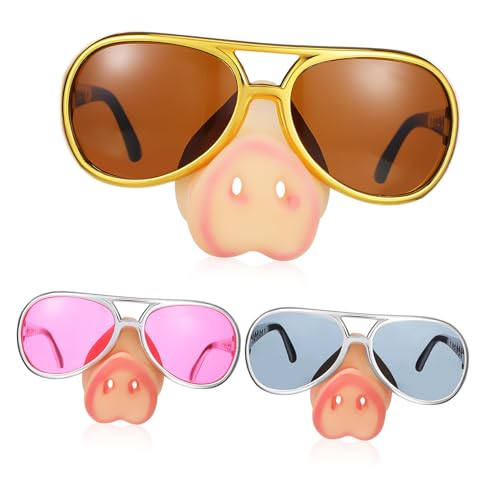 TOGEVAL 3 Stück Teiliges Lustige Partybrillen mit Schweinenase Gold Silber und Kreative Bequeme Verkleidungsbrillen für Erwachsene für Halloween Cosplay und Fotomomente TOGEVAL 3 Stück Teiliges Lustige Partybrillen mit Schweinenase Gold Silber und Kreative Bequeme Verkleidungsbrillen für Erwachsene für Halloween Cosplay und Fotomomente von TOGEVAL