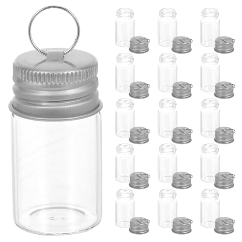 TOGEVAL 30 Stück Mini-glasfläschchen mit Silberdeckel und Schlüsselring Transparente Wunschfläschchen für Diy-wunschzettel Kreative Dekorationen und Individuelle Geschenke von TOGEVAL
