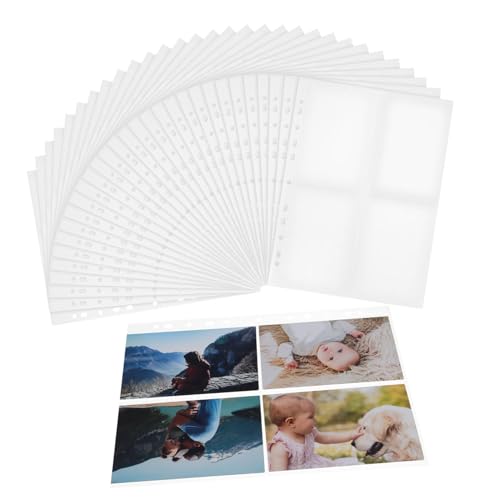 TOGEVAL 30 Stück Teiliges Sammelkarten Hüllen Doppelseitig Fächer Schutzhüllen Transparente Fotokarten Einsteckseiten für Ringbücher Platzsparend und Reisetauglich für Karten und Fotos von TOGEVAL