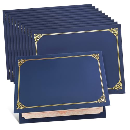 TOGEVAL 30 Stück Urkundenhüllen mit Goldfolienrand Große Dokumentenhalter für Zertifikate Robuste Papier Diplomhüllen für Auszeichnungen und Abschlussurkunden Einsetzbar von TOGEVAL