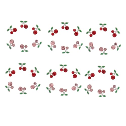 TOGEVAL 36 Stück Teiliges Kirsch nagel charms Glänzende Rote und Silberne Nail Art Schmuckdekoration Geeignet für Natürliche und Künstliche Nägel für Festtage und Professionelle Maniküre von TOGEVAL