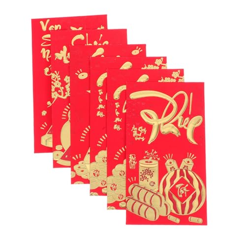 TOGEVAL 36 Stück Teiliges Vietnamesischer Neujahrsumschläge Rote Lucky Hong Bao mit Traditionellem Design für Frühlingsfest und Familienfeiern Praktische Versiegelte Verpackung von TOGEVAL