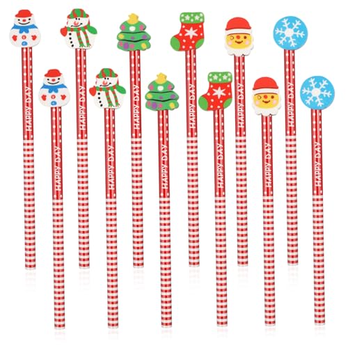 TOGEVAL 36 Stück Teiliges Weihnachts Buntstifte mit Radiergummi Cartoon Motiv Bruchfeste Mine Glattes Schreiben Bunte Farben als für Schule und Partyfüllungen TOGEVAL 36 Stück Teiliges Weihnachts Buntstifte mit Radiergummi Cartoon Motiv Bruchfeste Mine Glattes Schreiben Bunte Farben als für Schule und Partyfüllungen von TOGEVAL