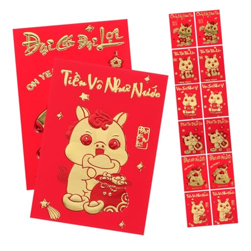 TOGEVAL 360 Stück Rote Umschläge Jahr Des Pferdes Vietnamesische Lucky Money Pocket mit Vietnamesischem Text für Frühlingsfest und Lunar Year Feierlichkeiten von TOGEVAL