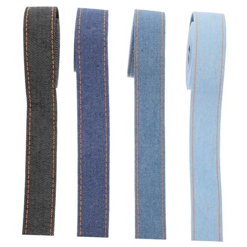 TOGEVAL 4 Rollen Denim Bänder Breit Robustes DIY Nähband und Geschenkband Farbverlaufend Vielseitig für Kleidung Schleifen Bastelprojekte und Stilvolle Verpackungen Je pro Farbe von TOGEVAL