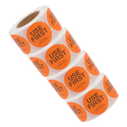 TOGEVAL 4 Rollen Use First Aufkleber für Restaurants Runde Lebensmittelservice Etiketten zur Bestandskontrolle Sticker pro Rolle für Küche und Lagerung von TOGEVAL