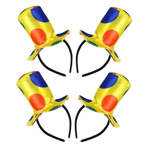 TOGEVAL 4 Stück Teiliges Clown Stirnband Kleines Lustiges Clown Hut Haarband Vielseitige Karneval Kopfbedeckung für Halloween Geburtstag Circus Party Geeignet für Erwachsene von TOGEVAL