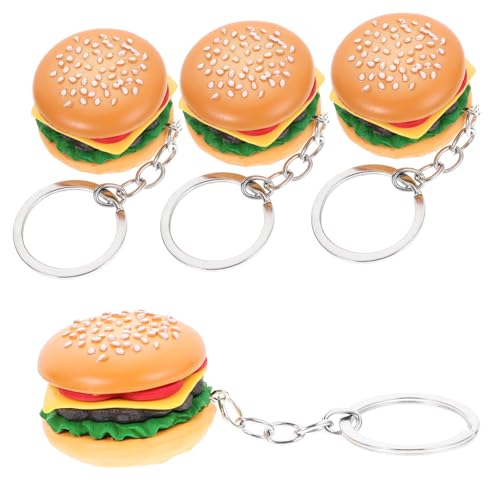 TOGEVAL 4 Stück Teiliges Hamburger Anhänger Realistische Schlüsselanhänger in Burgerform Modische und Lustige Charms Geschenk für Geburtstags Burger partys Tragbar und Leicht von TOGEVAL