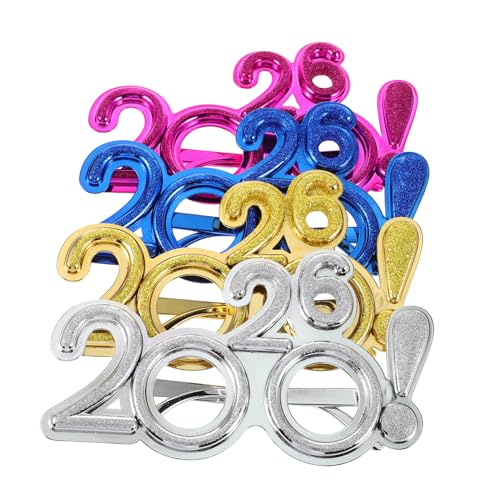 TOGEVAL 4 Stück Teiliges Partybrillen aus Kunststoff Bunte Neujahrs Silvester Partybrillen Leicht und Komfortabel Lustige Brillen für Familienfeste und Große Veranstaltungen von TOGEVAL