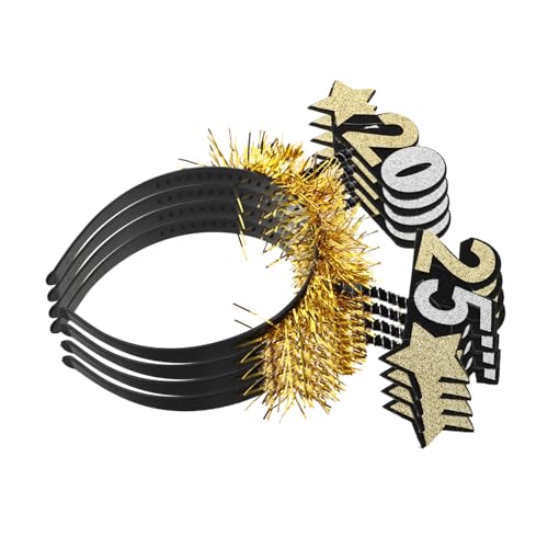 TOGEVAL 4 Stück Teiliges Silvester Stirnband mit Glitzerstern und Lametta Wiederverwendbare Bequeme Party haarbänder für Frauen für Neujahrsfeiern und Festliche Fotorequisiten von TOGEVAL