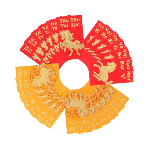 TOGEVAL 48 Stück Teiliges Neujahrs Glücksumschläge Jahr Des Pferdes Vietnamesische Rote Umschläge mit Traditionellem Pferdemotiv Langlebige Papier Hong Bao für Geldgeschenke Festliche TOGEVAL 48 Stück Teiliges Neujahrs Glücksumschläge Jahr Des Pferdes Vietnamesische Rote Umschläge mit Traditionellem Pferdemotiv Langlebige Papier Hong Bao für Geldgeschenke Festliche von TOGEVAL