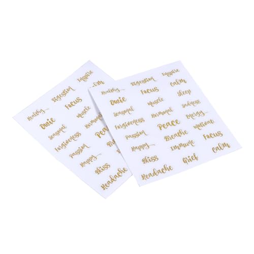 TOGEVAL 5 Blätter Goldene Buchstaben Aufkleber für Flaschen Ätherische Öl Etiketten Langlebig Selbstklebend zum Organisieren und Kennzeichnen von Ölflaschen und Behältern von TOGEVAL