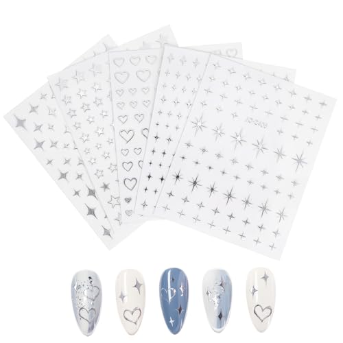 TOGEVAL 5 Blätter Nagelsticker Stern Herz Nail Art Aufkleber Selbstklebend für Mädchen Deko Fingernägel Nail Design Kunststoff Aufkleber Vielseitig und Robust für Maniküre TOGEVAL 5 Blätter Nagelsticker Stern Herz Nail Art Aufkleber Selbstklebend für Mädchen Deko Fingernägel Nail Design Kunststoff Aufkleber Vielseitig und Robust für Maniküre von TOGEVAL