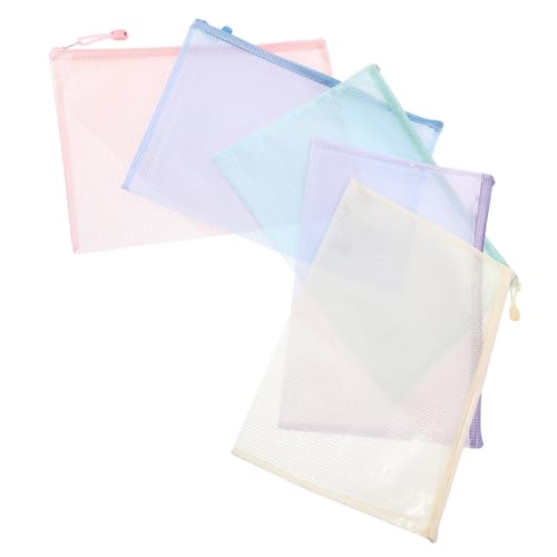 TOGEVAL 5 Stück Teiliges Bunte Mesh Dokumententaschen mit Reißverschluss Wasserdichte PVC Aufbewahrungsbeutel für Büro Schule und Reise Praktische Zipper Pouches zur Papier und TOGEVAL 5 Stück Teiliges Bunte Mesh Dokumententaschen mit Reißverschluss Wasserdichte PVC Aufbewahrungsbeutel für Büro Schule und Reise Praktische Zipper Pouches zur Papier und von TOGEVAL