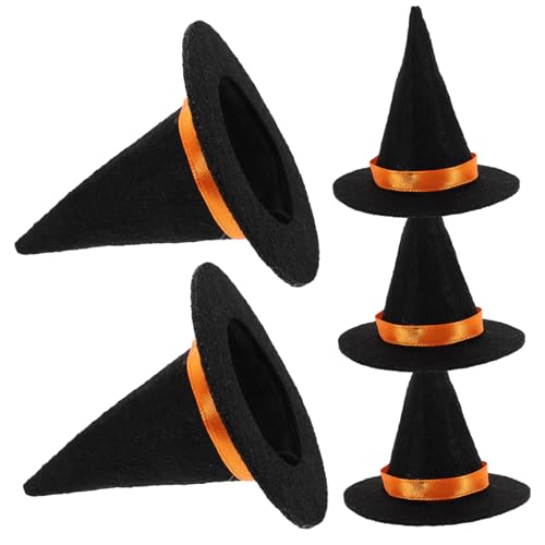TOGEVAL 5 Stück Teiliges Mini Hexenhut Halloween Dekoration Weinflaschen Topper DIY Basteln für Halloween Party Geburtstag Puppenhaus Zubehör von TOGEVAL