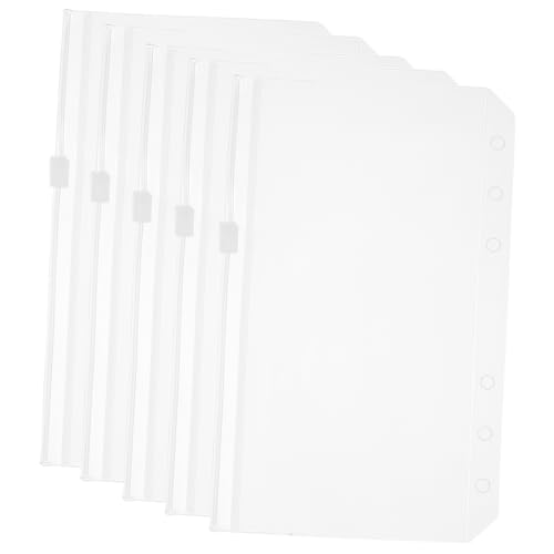 TOGEVAL 5 Stück Zipper Taschen Transparent Dokumentenmappe mit Löchern für Notizen Fotos und Postkarten Reißverschluss Aufbewahrungsbeutel für Einfaches Organisieren von TOGEVAL