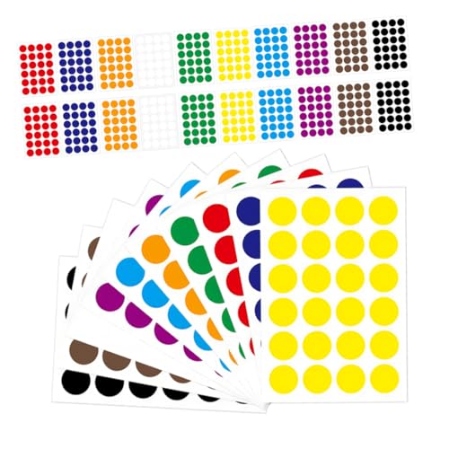 TOGEVAL 50 Blatt Aufkleber Selbstklebende Punkte für Beschriftungen Farben Je für Klassifizierung und Organisation von Büro und Haushaltsgegenständen von TOGEVAL