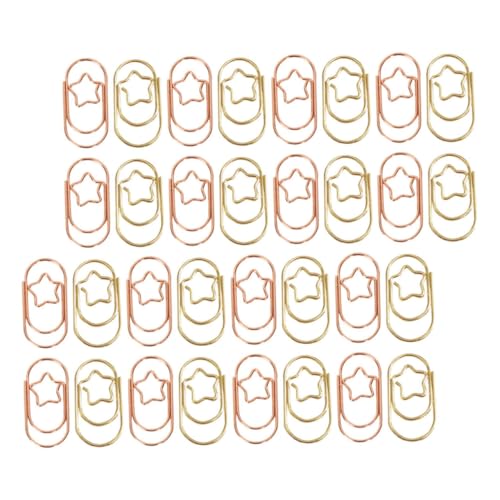 TOGEVAL 50 Stück Büroklammern Sternform Lustige Lesezeichen aus Metall für Büro und Zuhause Praktische und Stilvolle Organizer für Dokumente Roségold und Gold von TOGEVAL