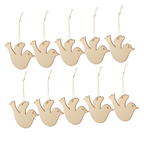 TOGEVAL 50 Stück Holzanhänger Weihnachtsdeko zum Basteln Halbfertige Holzvögel Unbemalt Naturbelassene Sperrholzscheiben für DIY Christbaumschmuck und Kreative Weihnachtsdekoration von TOGEVAL