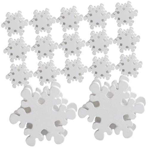 TOGEVAL 50 Stück Schneeflocken Holzperlen für Schmuckherstellung Glatte Oberfläche DIY Armband Bastelset Natürliche Holzperlen für Weihnachtsdekoration und Geschenkideen von TOGEVAL