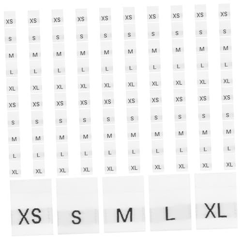 TOGEVAL 500 Stück Gewebtes Etikett für Kleidung Tags für Kleidergröße etiketten nähen Creative-Größenetiketten waschbare Größenetiketten Stoffetiketten für Kleidung Polyester Weiß von TOGEVAL