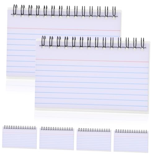 TOGEVAL 6 Stück Kleine Linierte Spiral Indexkarten Notizbücher Weiß Handlich für Schule Büro Lernen Memo Karteikarten mit Transparentem Umschlag und Dickem Papier von TOGEVAL