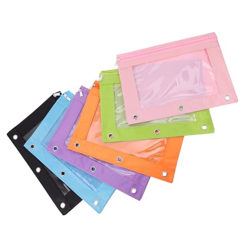 TOGEVAL 6 Stück Teiliges Oxford Cloth Dokumententaschen mit Reißverschluss Stiftetui für Ordner Große Kapazität Transparentes Fenster für Büro Schule und Reisen von TOGEVAL