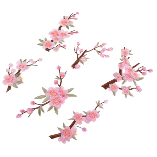TOGEVAL 6 Stück Teiliges Pinke Blumen Bügelapplikationen Voll Bestickt Haltbar Vielseitig für Kleidung Taschen Hüte DIY Reparatur und Dekoration Nähen-frei mit Selbstklebendem Rückseite von TOGEVAL