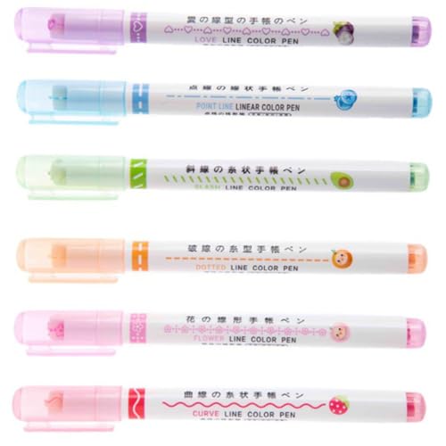 TOGEVAL 6 Stück Teiliges Set Farbige Marker Stifte Handgezeichnete Textmarker für Notizen Zeichnungen Doodling und Markierung für Schule und Büro von TOGEVAL