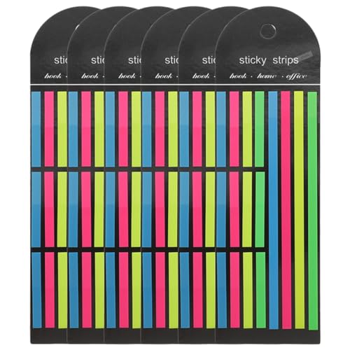 TOGEVAL 6 Stück Teiliges Set Lese Tabs für Bücher Farbige Haftstreifen Annotieren Lange und Kurze Highlighter Streifen für Schule und Büro Wiederverwendbar und Selbstklebend von TOGEVAL