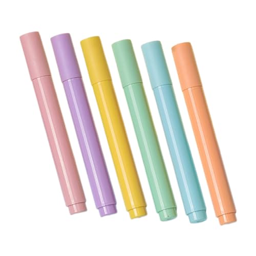 TOGEVAL 6 Stück Teiliges Set Pastell Textmarker und Buchmarker für Schüler Hochwertige Highlight Stifte Doppelseitige Marker Markieren und Notieren im Büro und Schule von TOGEVAL
