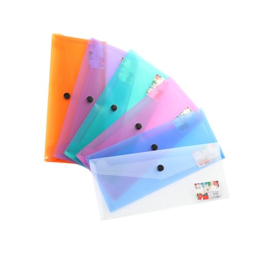 TOGEVAL 6 Stück Transparente Dokumentenmappe aus Robustem Kunststoff mit Druckknopf Leichte Aufbewahrungstasche für Wichtige Dokumente Praktische Organisationslösung für Zufällige Farbe von TOGEVAL