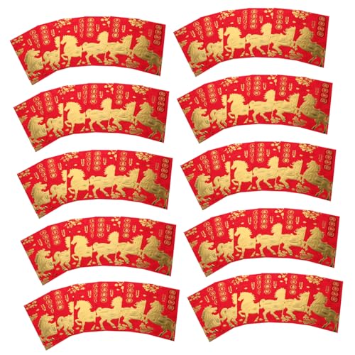 TOGEVAL 60 Stück Jahr Des Pferdes Rote Umschläge aus Stabilem Traditionelle Chinesische Glücksgeldtaschen für Neujahr Vielseitig Verwendbar für Frühlingsfest und Festlichkeiten von TOGEVAL
