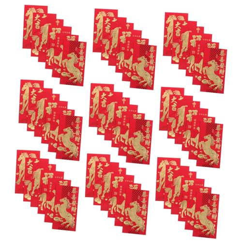 TOGEVAL 60 Stück Rote Umschläge Chinesische Neujahrsumschläge aus Stabilem Glatte Textur Traditionell für Geldgeschenke Glückswünsche zum Frühlingsfest Jahr Des Pferdes Praktische von TOGEVAL
