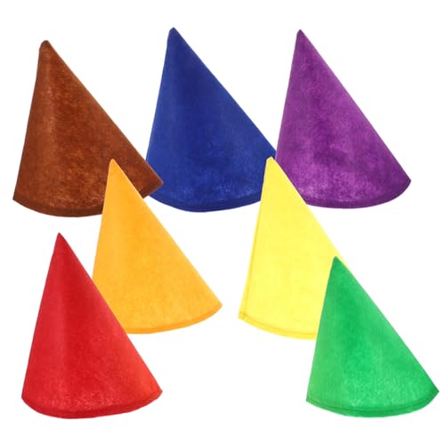 TOGEVAL 7 Stück Teiliges Filz Zwergenmützen Vielseitige Weihnachts und Halloween Partyhüte Langlebig Wiederverwendbar Dekorative Zwergkostüm Accessoires für Erwachsene von TOGEVAL