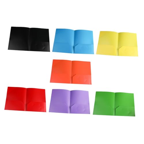 TOGEVAL 7 Stück Teiliges PP Dokumentenmappe mit Fächern Wiederverwendbare und Wasserfeste Ordner Schwarz Orange Blau Grün Rot und Gelb für Büro und Schule von TOGEVAL