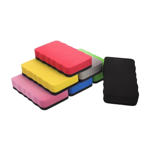 TOGEVAL 7 Stück Teiliges Wiederverwendbare Whiteboard Radierer Eva Material für Klassenzimmer Büro und Zuhause Verschiedenen Farben Blau Rot Gelb Grün Schwarz von TOGEVAL