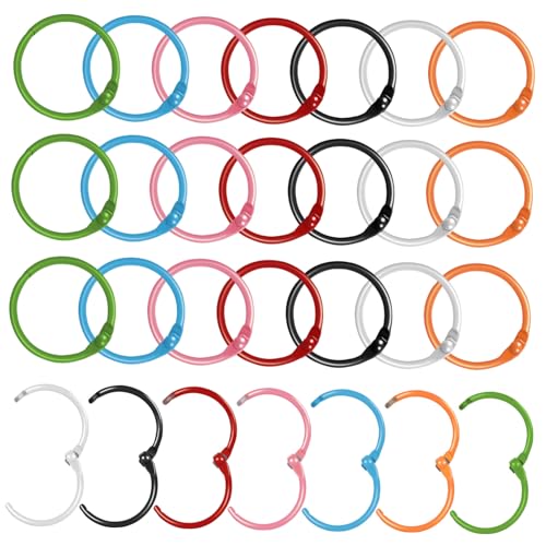 TOGEVAL 70 Stück Teiliges Bunte Metall Buchbinderinge Kleine Schlüsselringe Einfache Öffnung Vielseitig für Karteikarten Notizbücher Scrapbooking Praktische Loseblatt Ringe von TOGEVAL