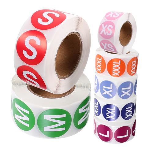TOGEVAL 7Rollen Kleidung Größenaufkleber Selbstklebende Etiketten für Kleidung Praktische und Ansprechende Sticker für und Einzelhandel von TOGEVAL