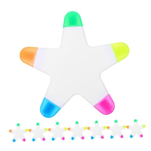 TOGEVAL 8 Stück Teiliges Fluoreszierende Sternförmige Marker Pen Neonfarben Spitze für Präzises Markieren Dekorative Schreibtischakzente für Schüler Lehrer Büro und Kreatives Gestalten von TOGEVAL