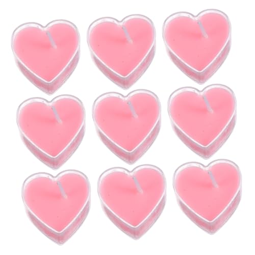 TOGEVAL 9 Stück Teiliges Herzform Duftkerzen aus Paraffinwachs Romantische Teelichter für Valentinstag und Hochzeit Rauchfreie Sichere Proposal Kerzen mit Zartem Rosenduft Praktische von TOGEVAL