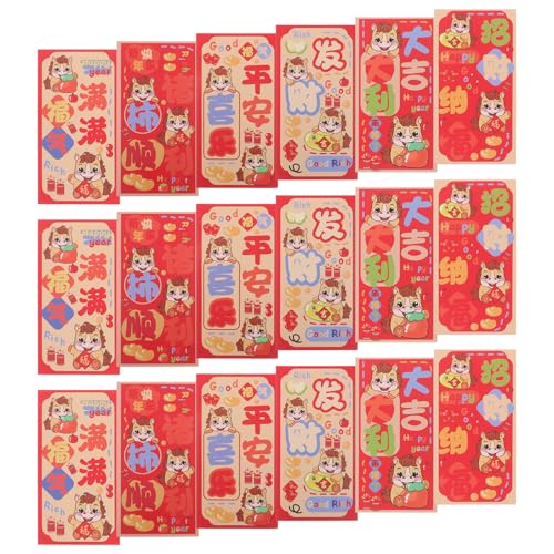 TOGEVAL 90 Stück Chinesische Rote Umschläge Pferdejahr Glücksumschläge Stabile Hong Bao für Neujahr Hochzeit Geburtstag Traditionelle Geldgeschenke von TOGEVAL