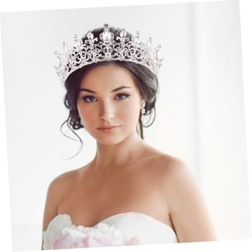 TOGEVAL Brautkrone mit Funkelnden Strasssteinen Barockstil Hochzeitskopfschmuck für Damen Silberfarbene Hochzeitstiaras Glanzvolles Stirnband für Festliche Anlässe von TOGEVAL
