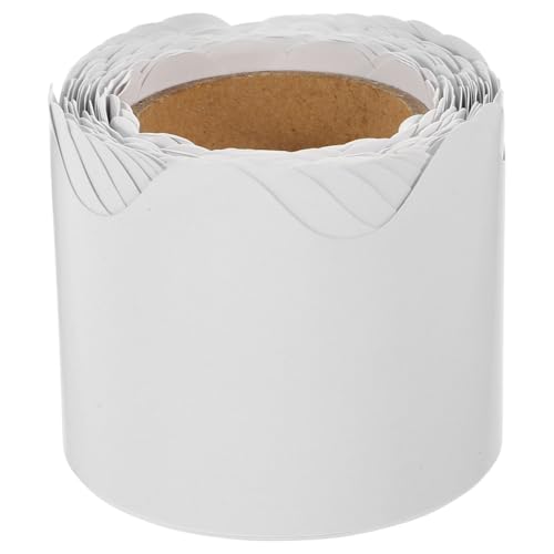 TOGEVAL Dekorative Pinnwand Bordüre mit Gewelltem Abschluss Abziehbares Papier für Klassenzimmer Büro DIY Bastelprojekte und Festtagsdekoration Weiße Bulletin Board Border Trim von TOGEVAL