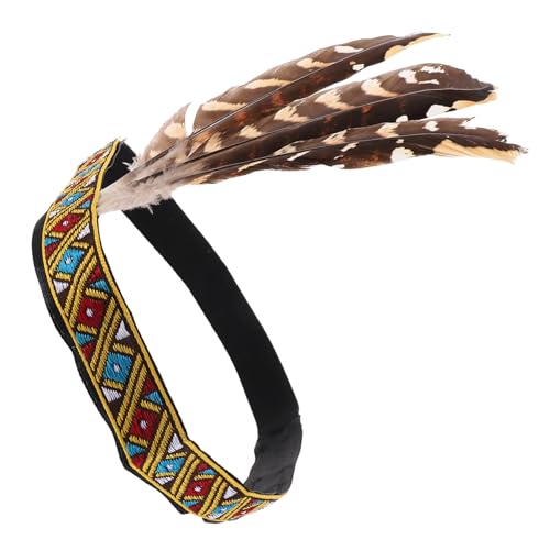 TOGEVAL Ethnischer Feder Kopfschmuck Feder Headband Leicht Atmungsaktiv für Damen und Herren Vielseitiges Party Kostüm Haarschmuck für Karneval Halloween von TOGEVAL