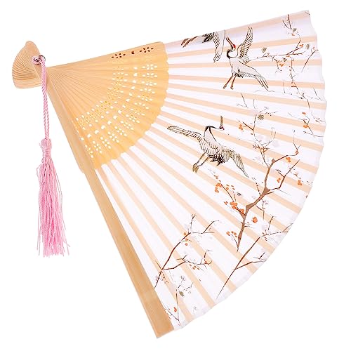 TOGEVAL Faltfächer im Chinesischen Stil Vintage Handfächer Tragbar und Faltbar für Hochzeiten Tanz und Fotografie mit Elegantem Design Weiß von TOGEVAL